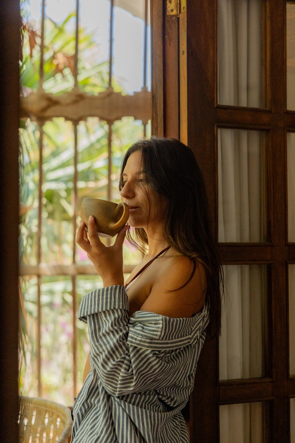 Guest enjoying a coffee